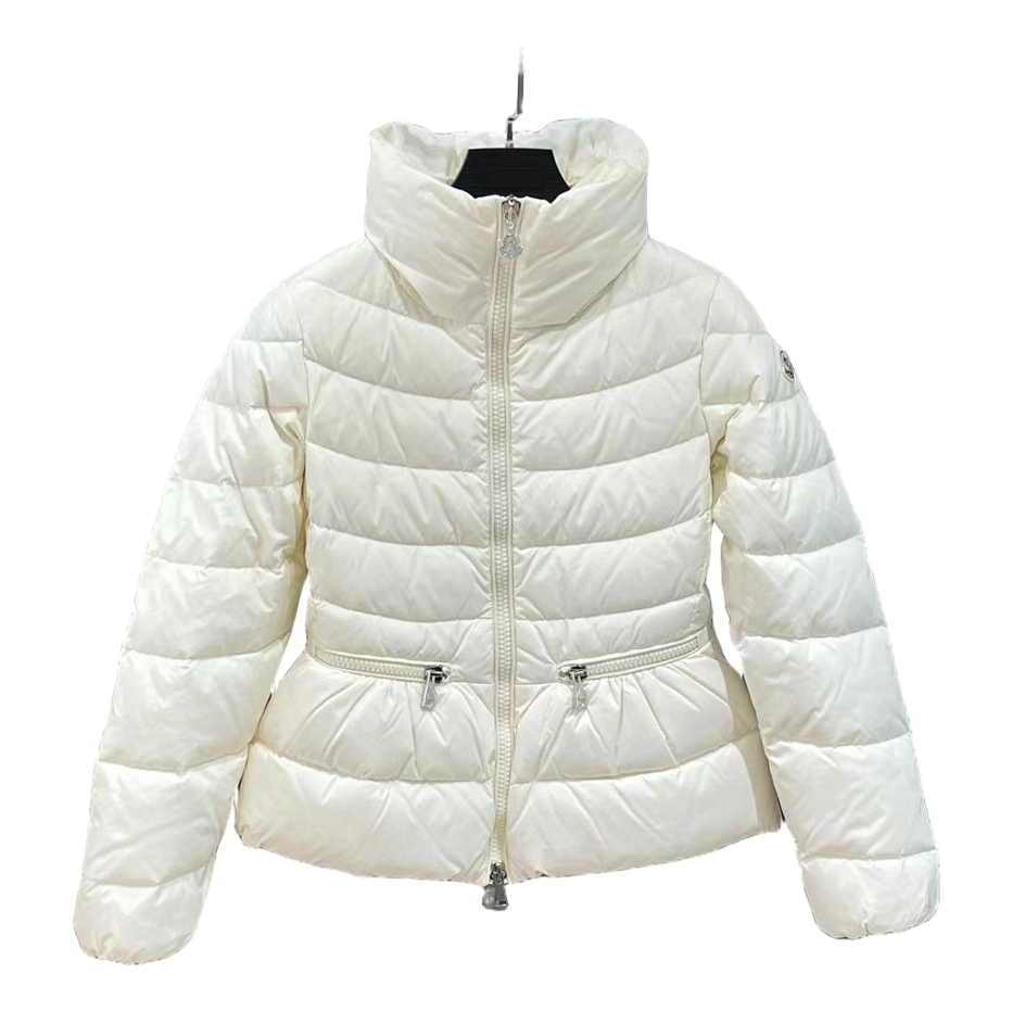 Moncler Drawstring-Waist Stand-Collar Puffer Jacket – Ivory, Sculptural Fit
