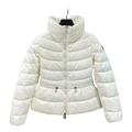 Moncler Drawstring-Waist Stand-Collar Puffer Jacket – Ivory, Sculptural Fit