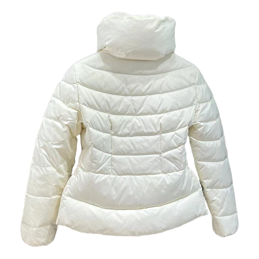 Moncler Drawstring-Waist Stand-Collar Puffer Jacket – Ivory, Sculptural Fit