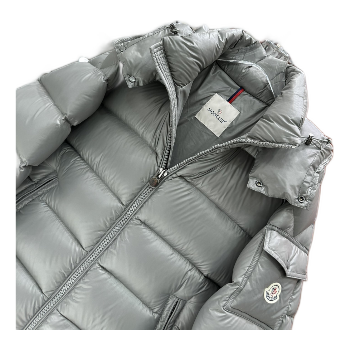 Moncler Maya Hooded Puffer Jacket – Gray, Premium Down