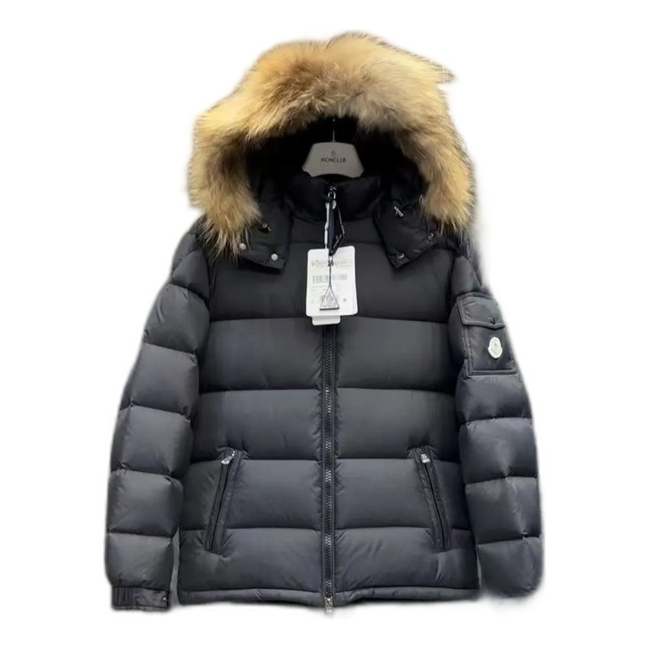 Moncler Fur-Trim Hooded Short Puffer Jacket – Black, Fur Hood