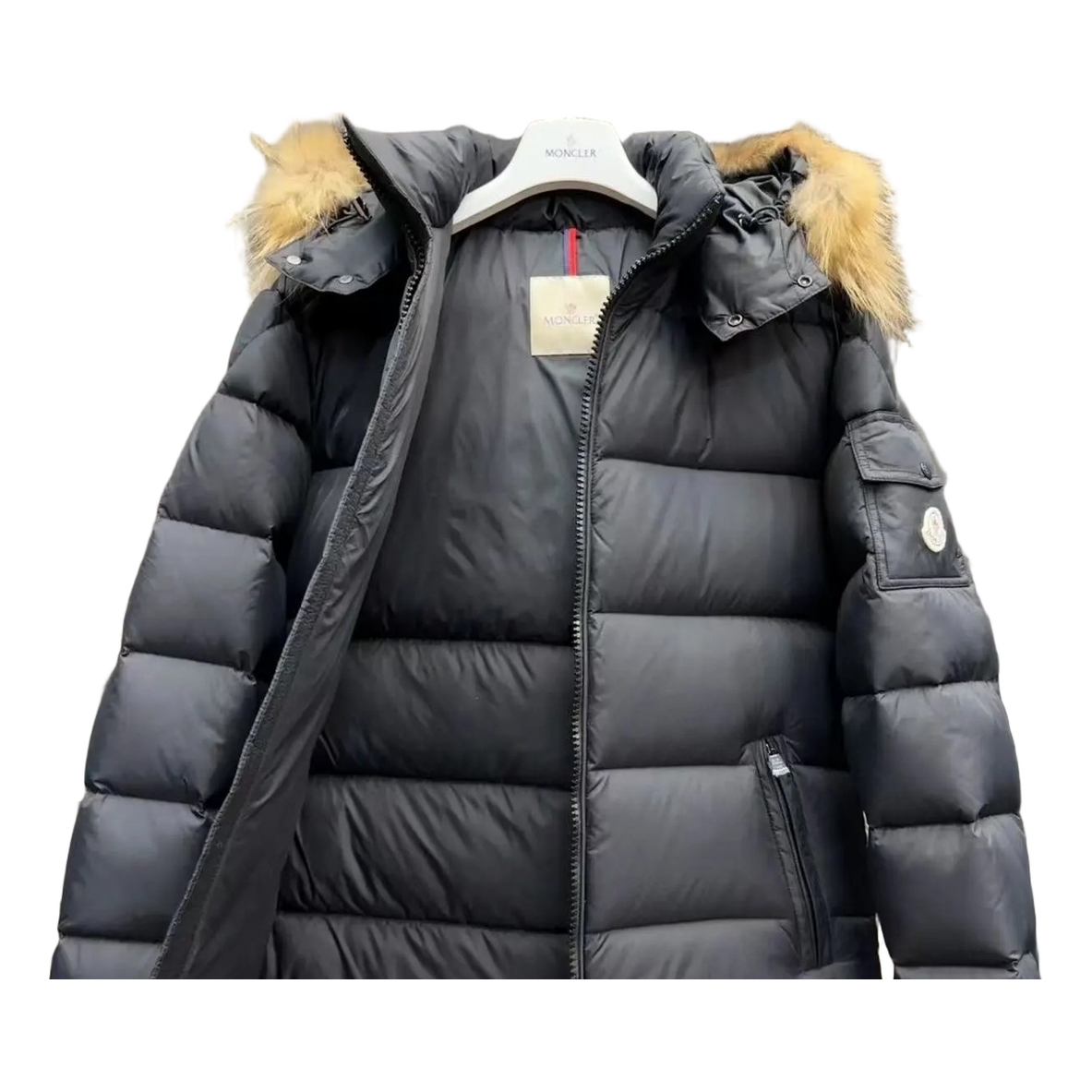 Moncler Fur-Trim Hooded Short Puffer Jacket – Black, Fur Hood