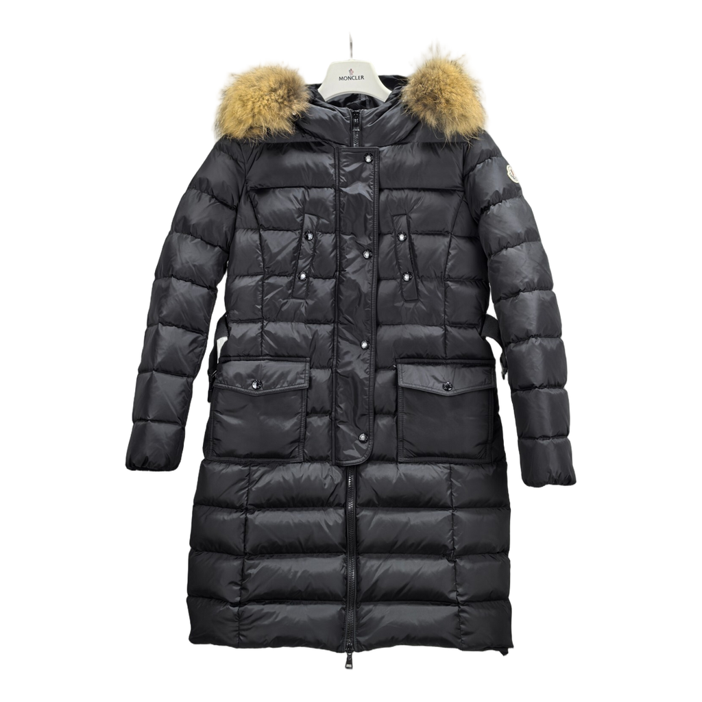 Moncler Four-Pocket Fur-Trim Hooded Long Puffer Coat – Black, Utility Luxury