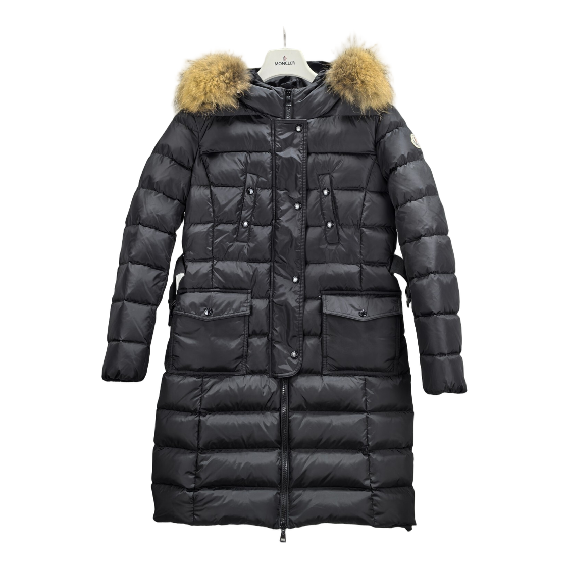 Moncler Four-Pocket Fur-Trim Hooded Long Puffer Coat – Black, Utility Luxury