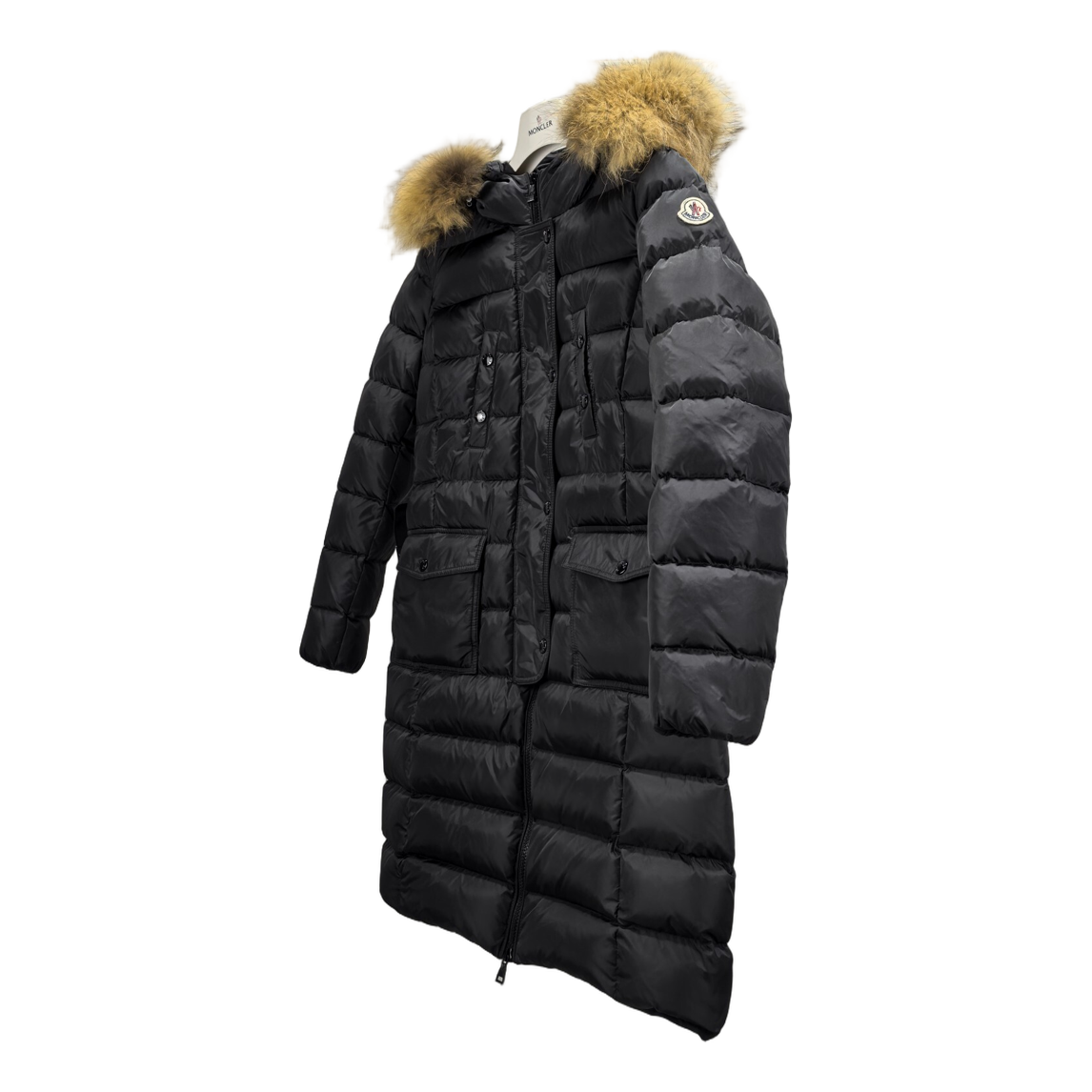 Moncler Four-Pocket Fur-Trim Hooded Long Puffer Coat – Black, Utility Luxury