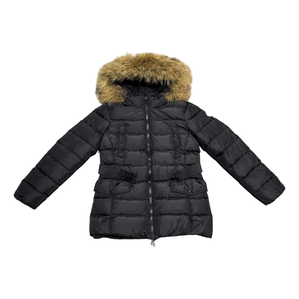 Moncler Four-Pocket Belted Fur-Trim Puffer Jacket – Black, Shaped Luxury