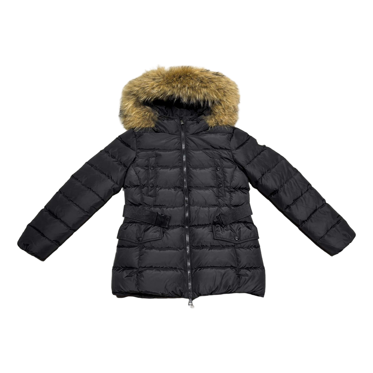 Moncler Four-Pocket Belted Fur-Trim Puffer Jacket – Black, Shaped Luxury