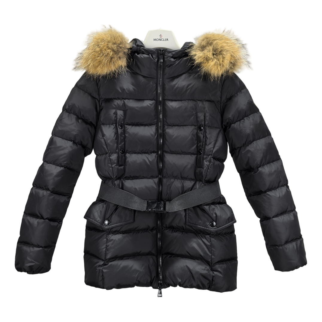 Moncler Four-Pocket Belted Fur-Trim Puffer Jacket – Black, Shaped Luxury