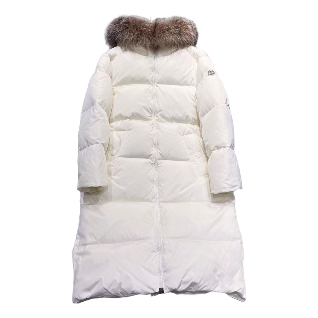 Moncler Marrionnier Long Puffer Coat – Ivory, Premium Down