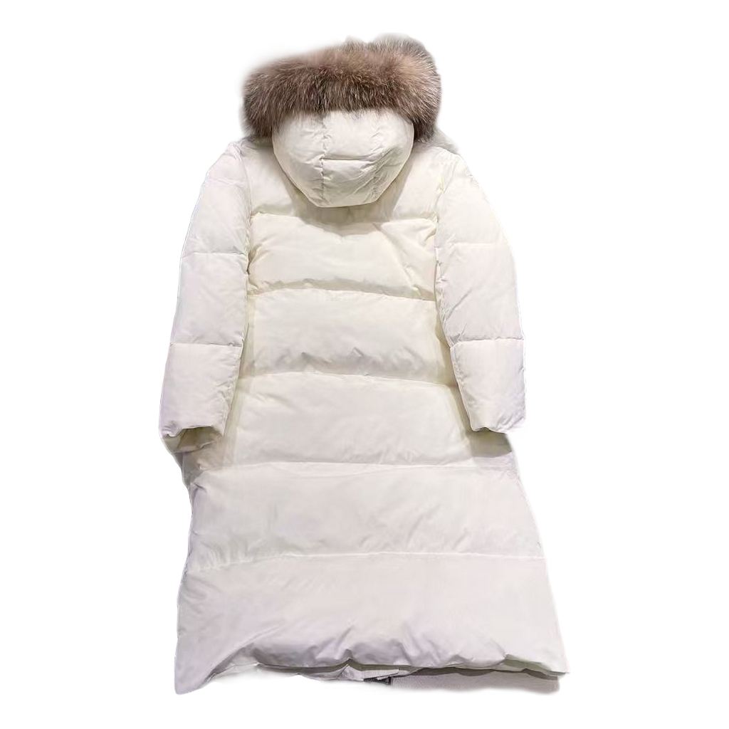 Moncler Marrionnier Long Puffer Coat – Ivory, Premium Down