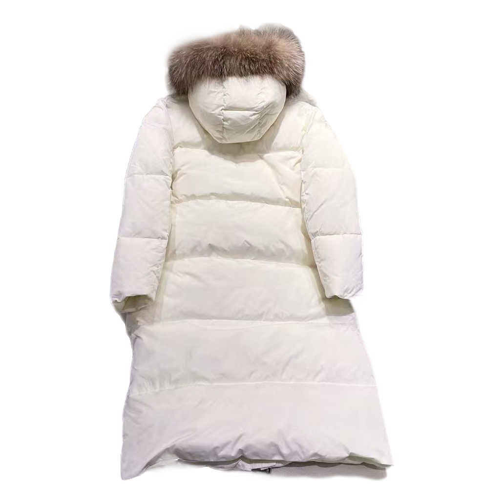 Moncler Marrionnier Long Puffer Coat – Ivory, Premium Down