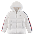 Moncler Tricolour Sleeve-Stripe Hooded Puffer – White, Premium Down