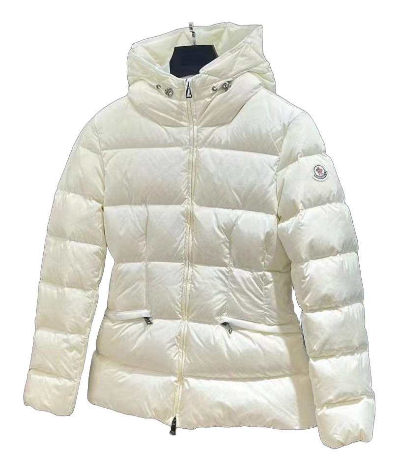 Moncler Fitted Hooded Short Puffer Jacket – Ivory, Cropped Fitted