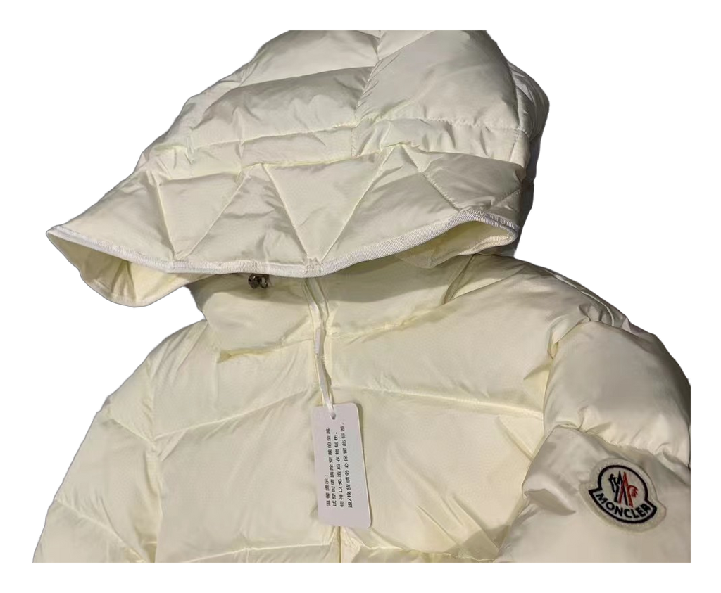 Moncler Fitted Hooded Short Puffer Jacket – Ivory, Cropped Fitted