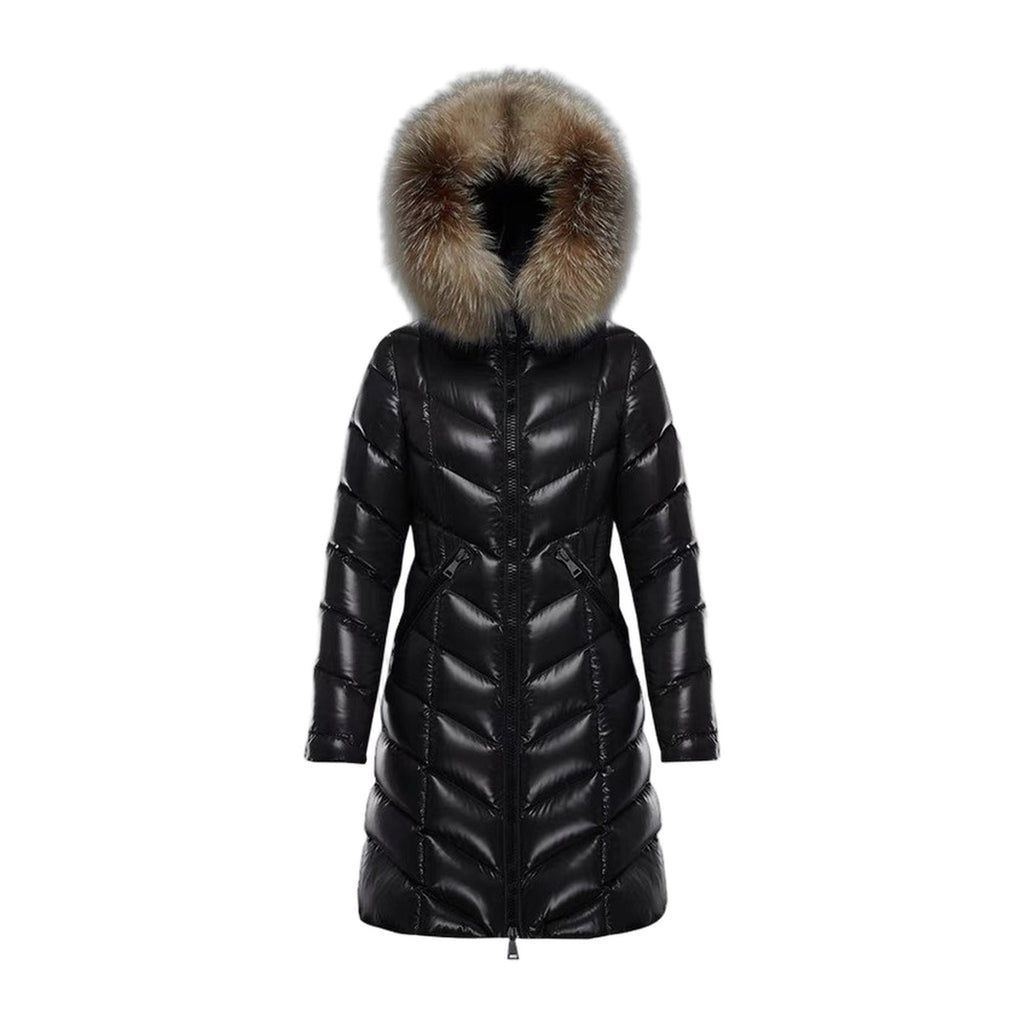 Moncler Fulmarus Chevron-Quilted Fur-Trim Long Coat – Premium Down, Opulent