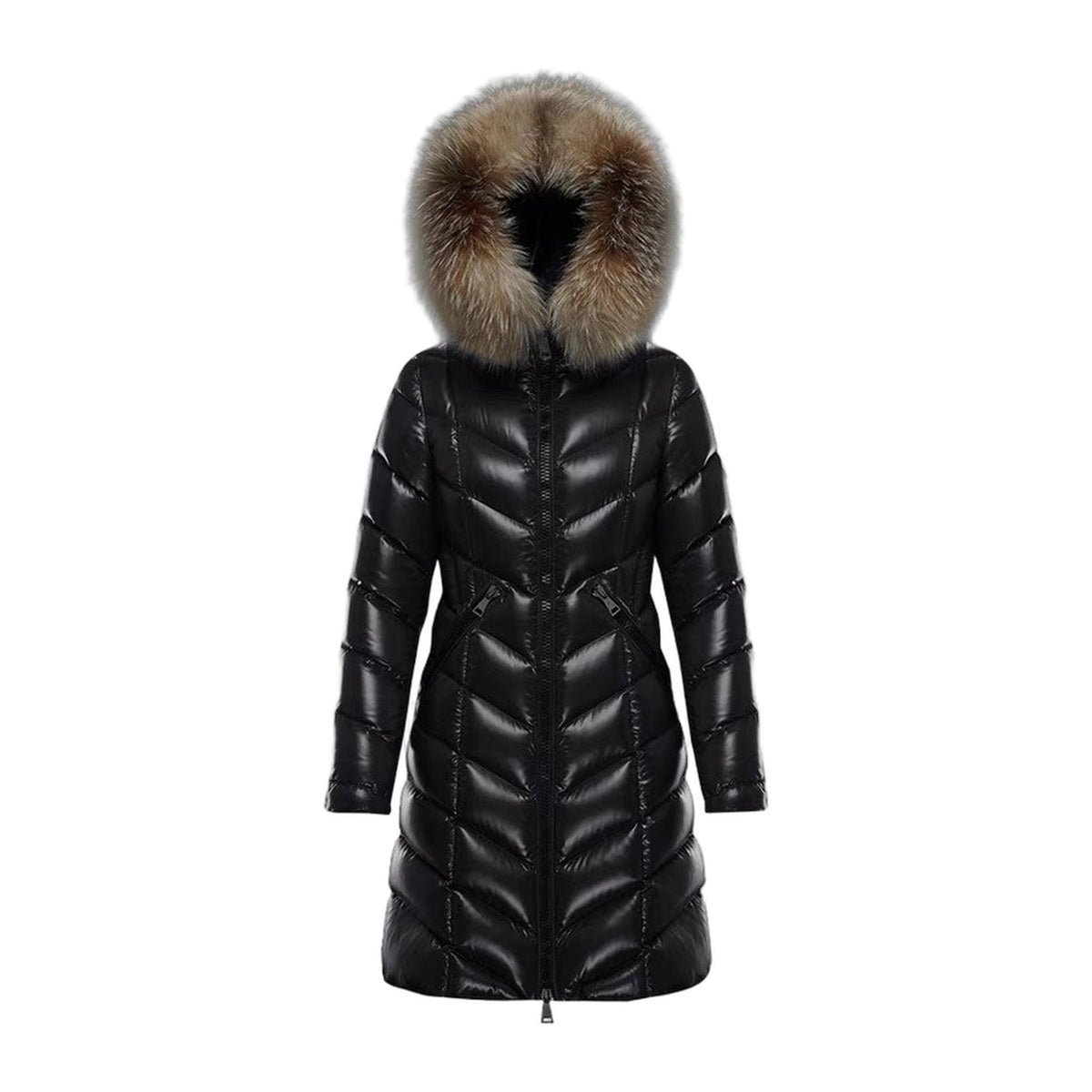 Moncler Fulmarus Chevron-Quilted Fur-Trim Long Coat – Premium Down, Opulent