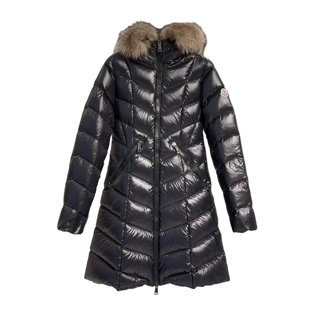 Moncler Fulmarus Chevron-Quilted Fur-Trim Long Coat – Premium Down, Opulent
