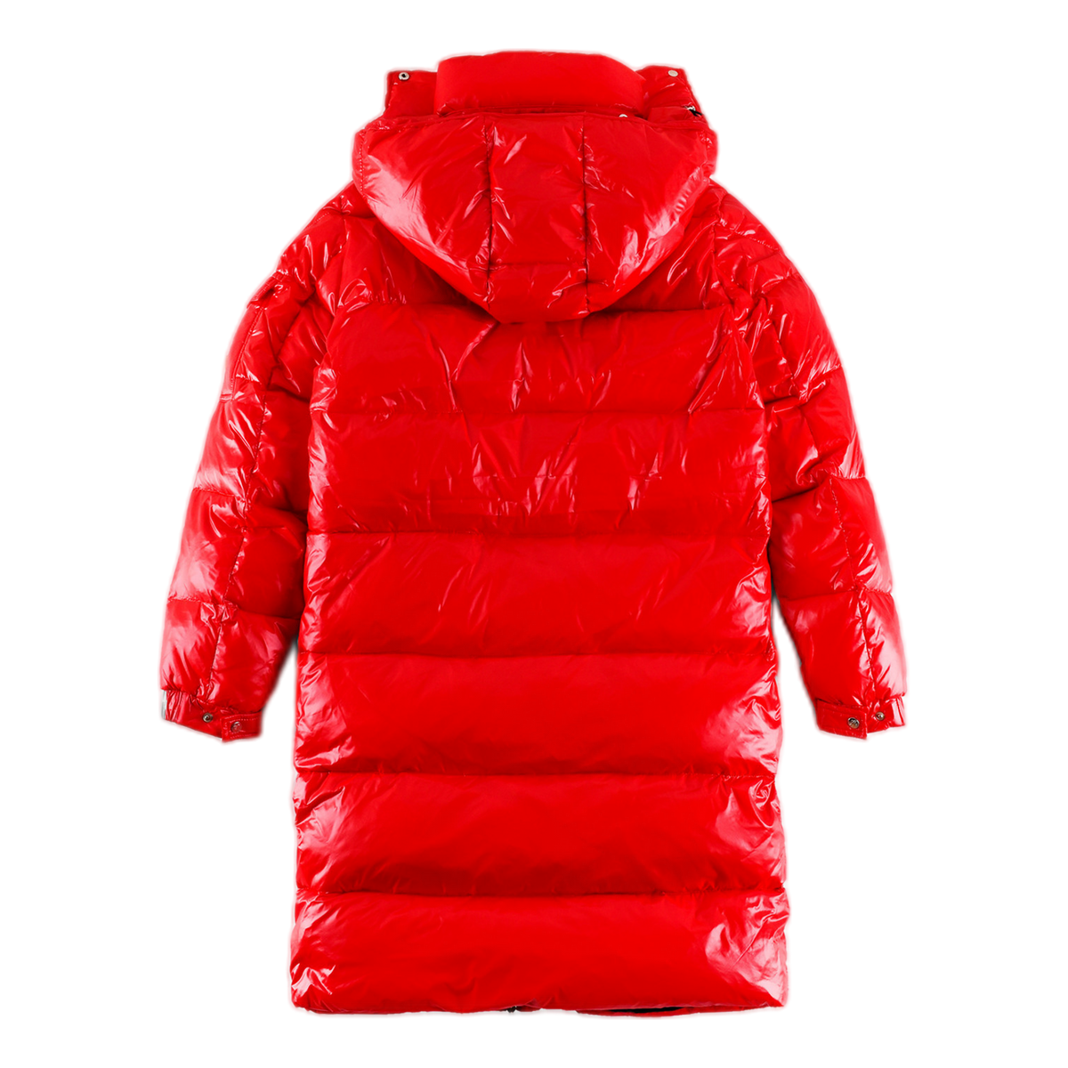 Moncler Hanoverian Glossy Hooded Long Puffer Coat – Red, Premium Down