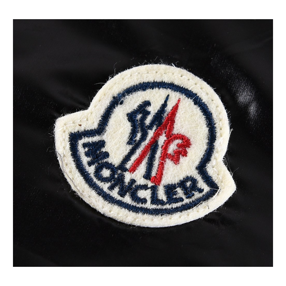 Moncler Tricolour Sleeve-Stripe Glossy Hooded Puffer – High-Sheen, Premium Down