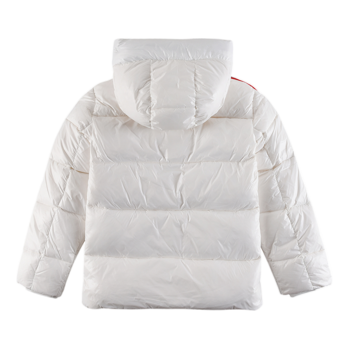 Moncler Tricolour Sleeve-Stripe Glossy Hooded Puffer – Premium Down