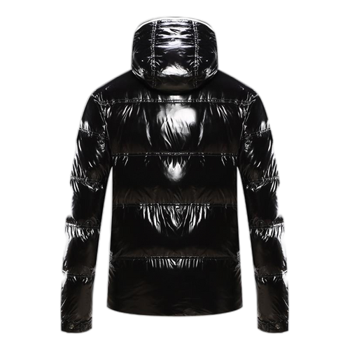 Moncler Contrast-Trim Glossy Hooded Puffer Jacket – Graphic Design, Premium Down