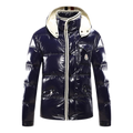 Moncler Contrast-Trim Glossy Hooded Puffer Jacket – Graphic Design, Premium Down