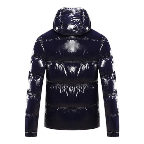 Moncler Contrast-Trim Glossy Hooded Puffer Jacket – Graphic Design, Premium Down
