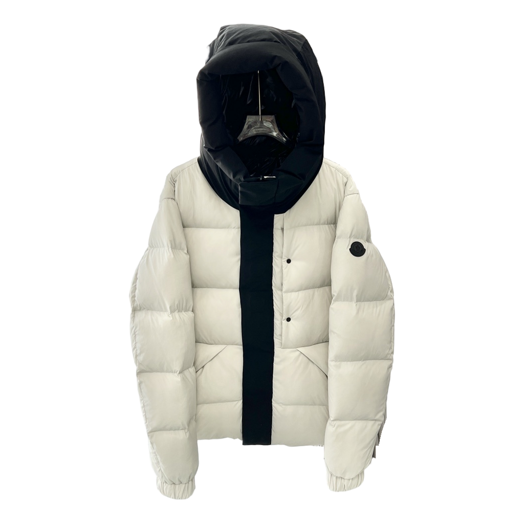 Moncler Contrast-Hood Colour-Block Puffer Jacket – Graphic, Bold, Intentional