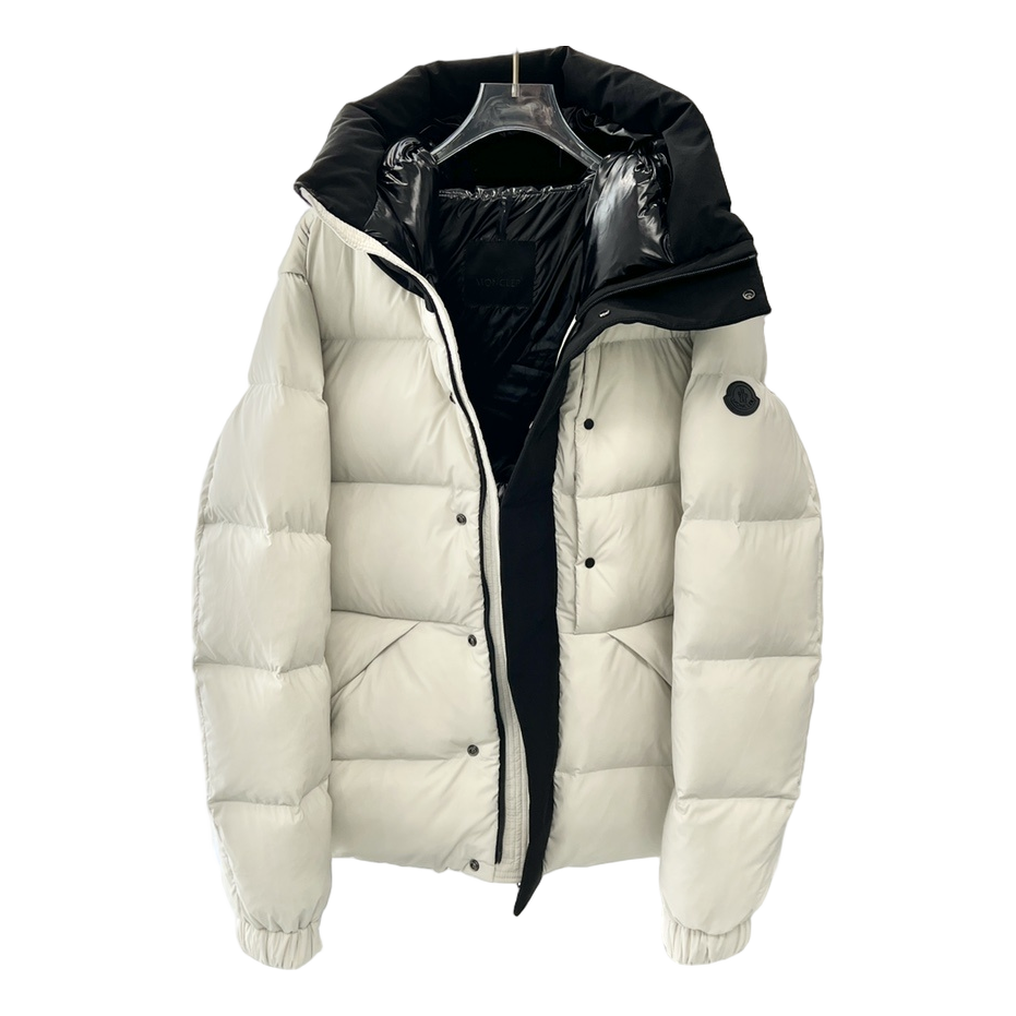Moncler Contrast-Hood Colour-Block Puffer Jacket – Graphic, Bold, Intentional