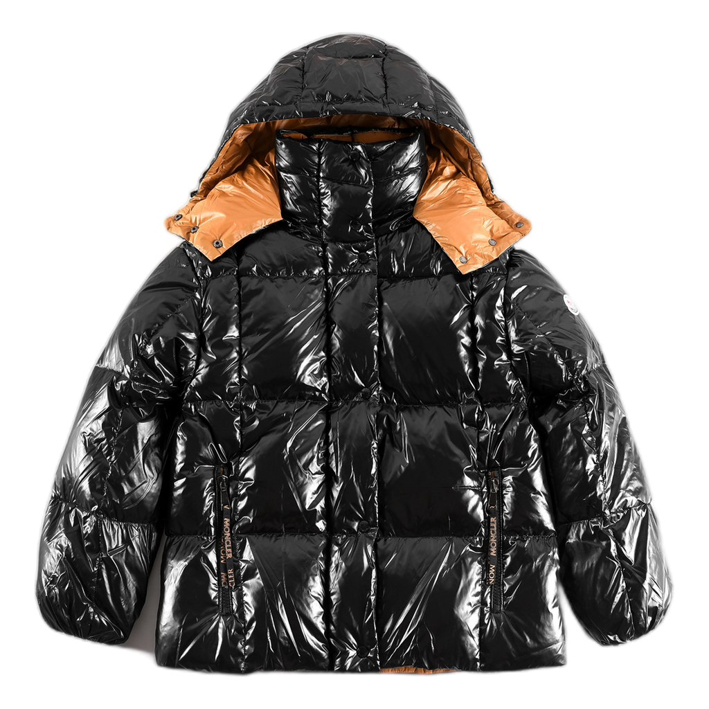 Moncler Copper-Lined Glossy Short Puffer Jacket – Black, Private Luxury