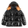 Moncler Copper-Lined Glossy Short Puffer Jacket – Black, Private Luxury