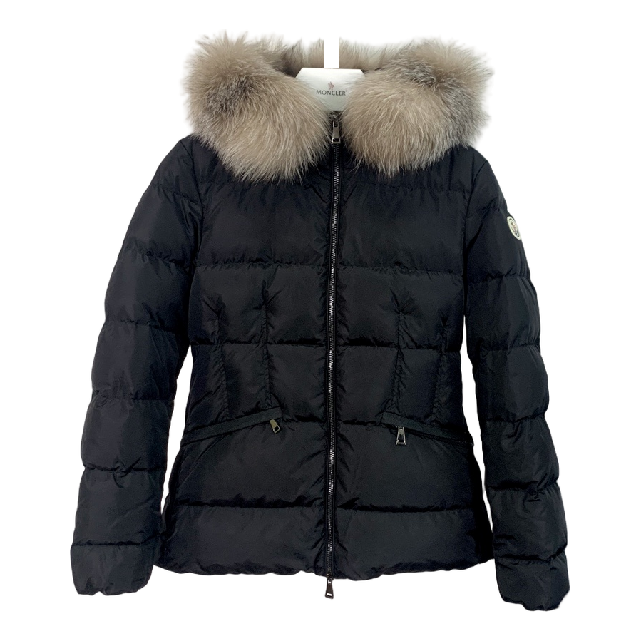 Moncler Cinched-Waist Fur-Trim Hooded Puffer Jacket – Black, Sculpted and Opulent