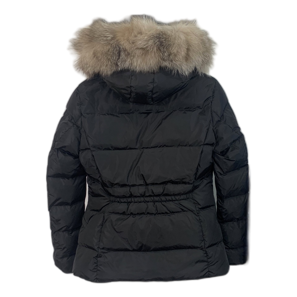 Moncler Cinched-Waist Fur-Trim Hooded Puffer Jacket – Black, Sculpted and Opulent