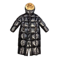 Moncler Gold-Lined Glossy Long Puffer Coat – Black, Gold Interior