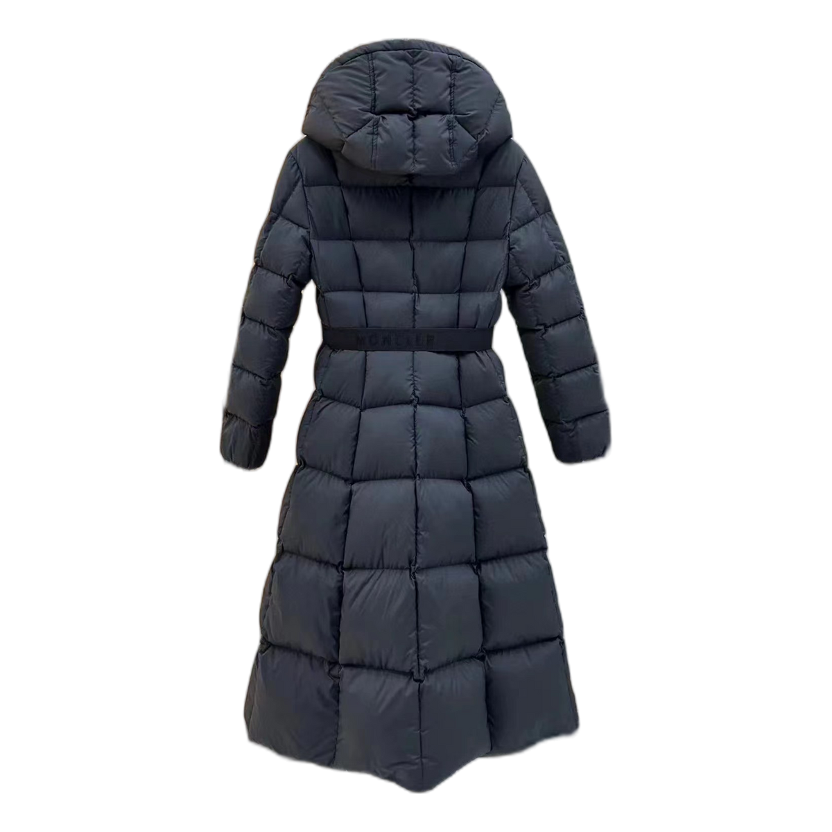 Moncler Drawstring-Hood Fitted Long Puffer Coat – Black, Architectural Precision