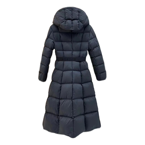 Moncler Drawstring-Hood Fitted Long Puffer Coat – Black, Architectural Precision