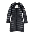 Moncler Narrow-Quilt Fur-Trim Hooded Long Puffer Coat – Black, Premium Down