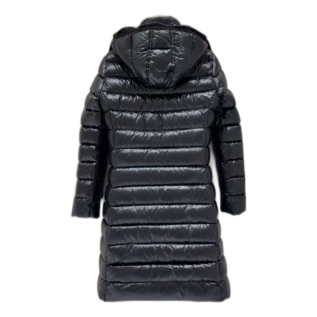 Moncler Narrow-Quilt Fur-Trim Hooded Long Puffer Coat – Black, Premium Down