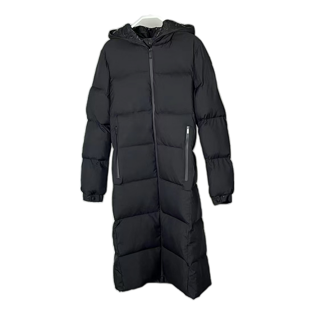 Moncler Matte Zip-Front Hooded Long Puffer Coat – Black, Premium Down