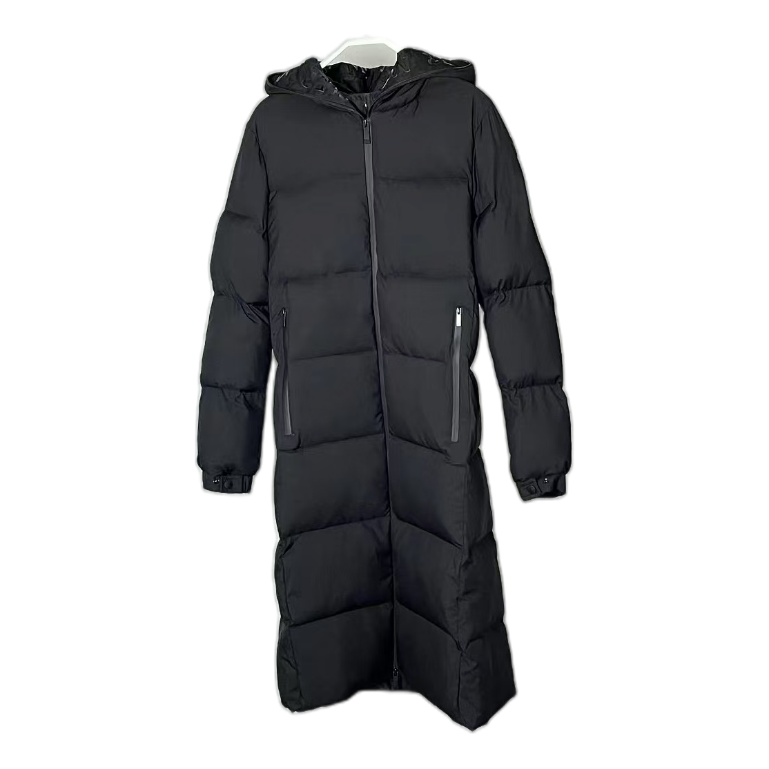 Moncler Matte Zip-Front Hooded Long Puffer Coat – Black, Premium Down