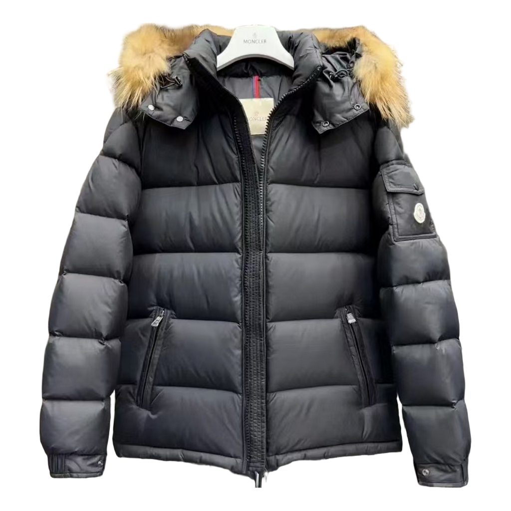 Moncler Fur-Trim Hooded Puffer Jacket – Black, Full Length, Fur Hood