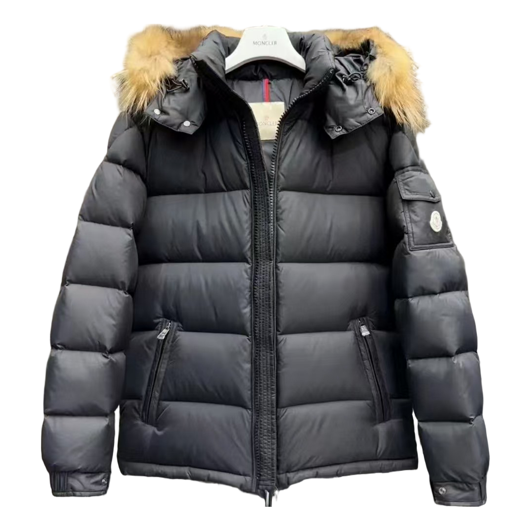 Moncler Fur-Trim Hooded Puffer Jacket – Black, Full Length, Fur Hood
