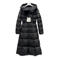 Moncler Fitted Long Hooded Puffer Coat – Black, Tailored Elegance