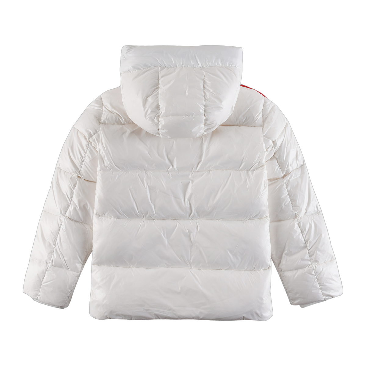 Moncler Tricolour Sleeve-Stripe Hooded Puffer – White, Premium Down
