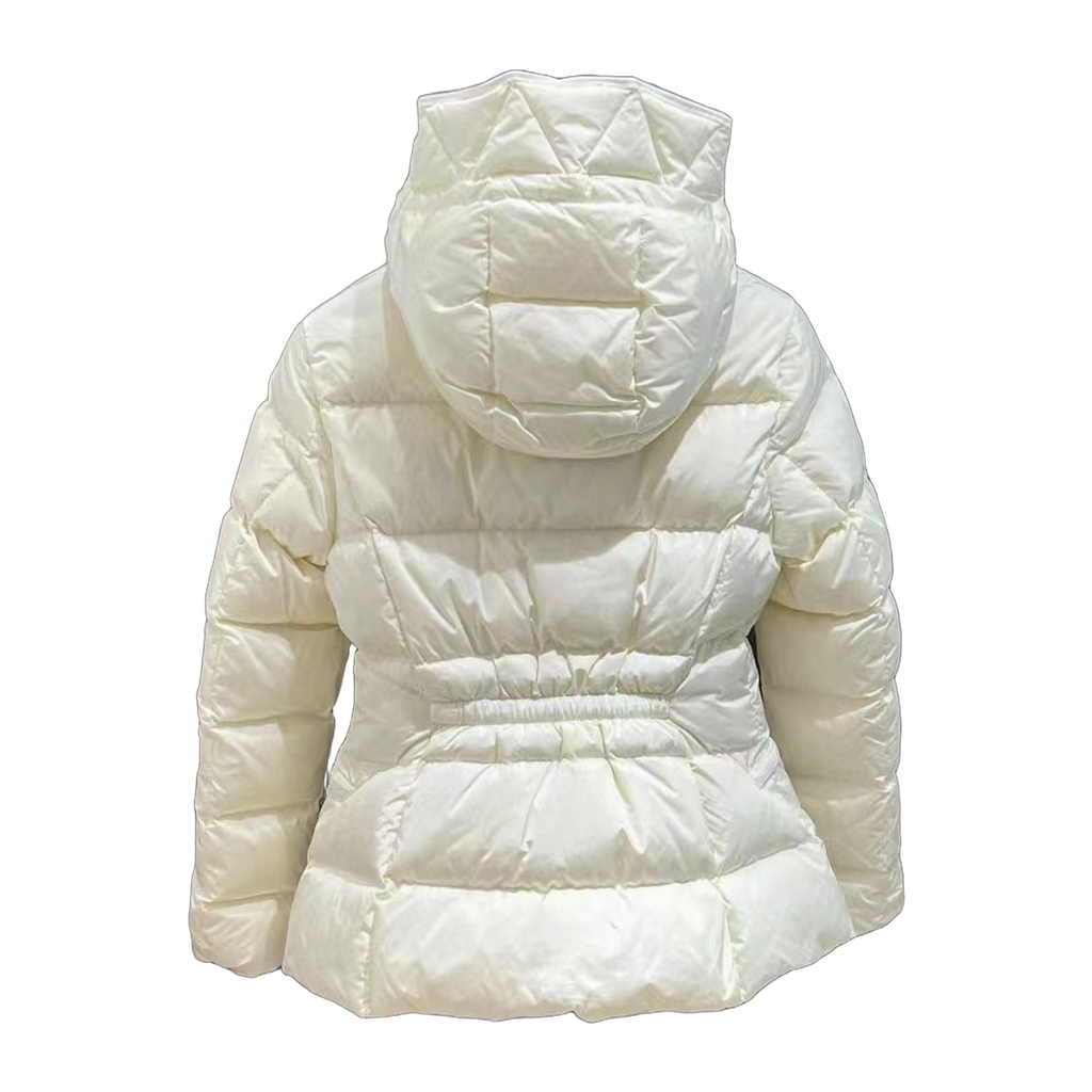 Moncler Fitted Hooded Short Puffer Jacket – Ivory, Cropped Fitted