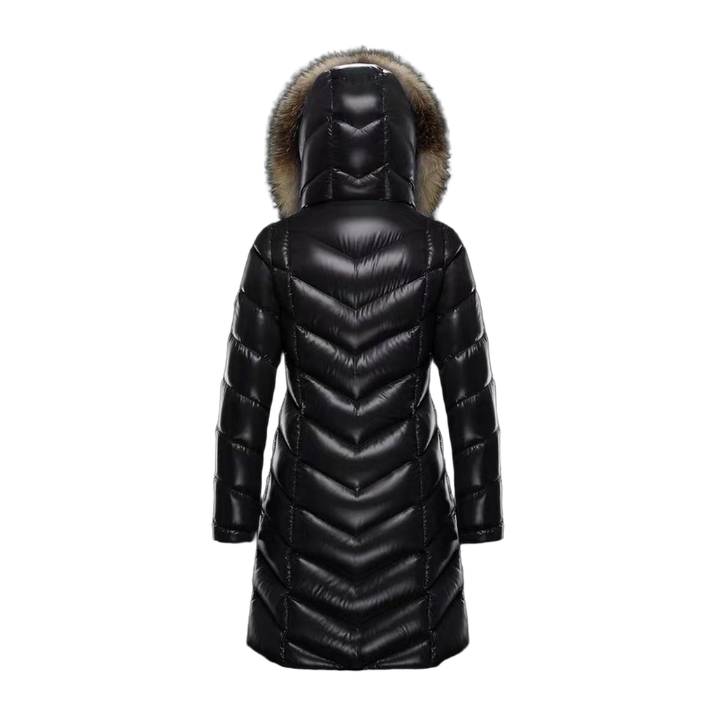 Moncler Fulmarus Chevron-Quilted Fur-Trim Long Coat – Premium Down, Opulent