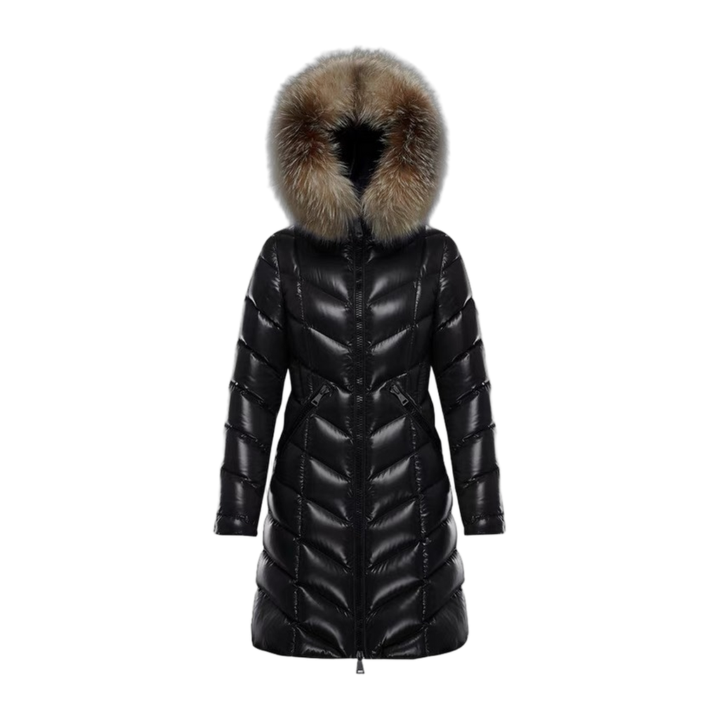 Moncler Fulmarus Chevron-Quilted Fur-Trim Long Coat – Premium Down, Opulent