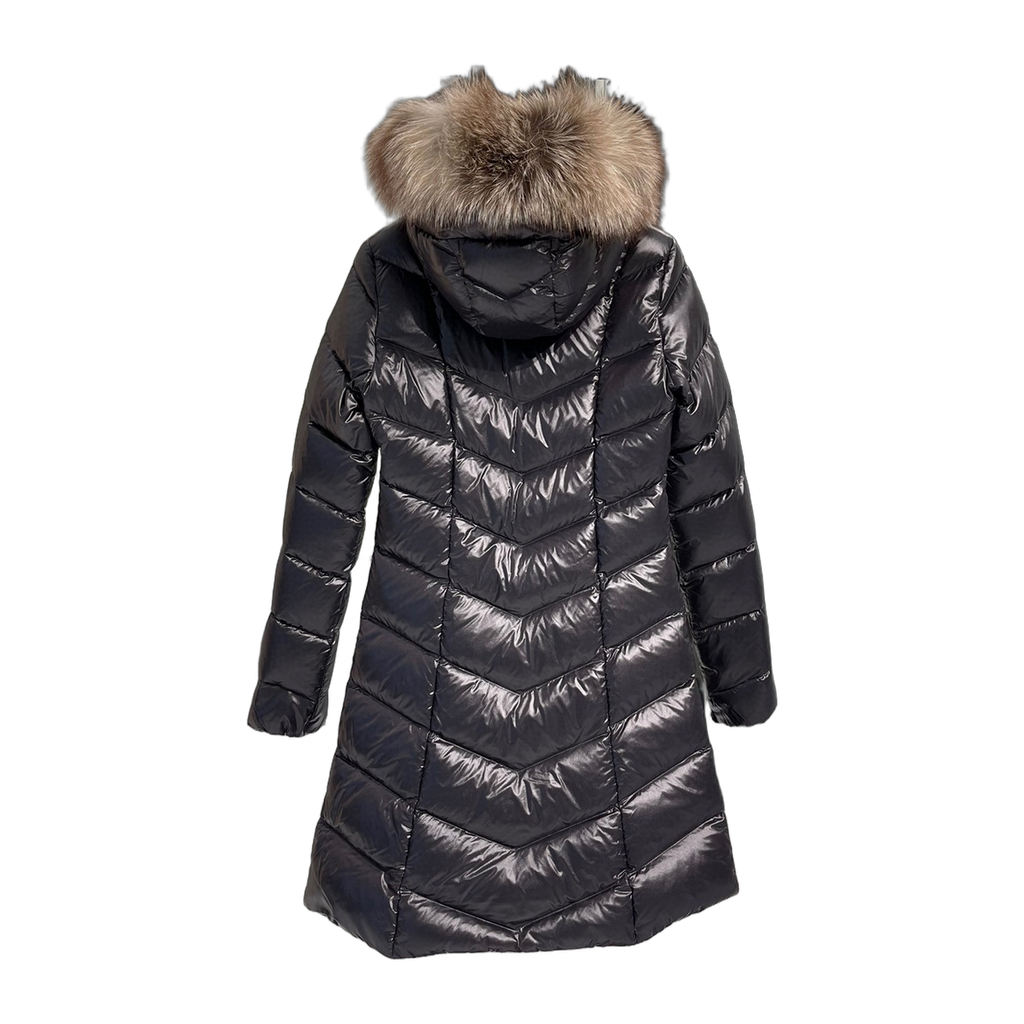 Moncler Fulmarus Chevron-Quilted Fur-Trim Long Coat – Premium Down, Opulent