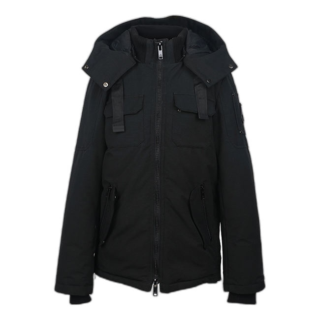 Moose Knuckles Contrast-Pocket Hooded Parka – Colour-Block Design, Canadian Down