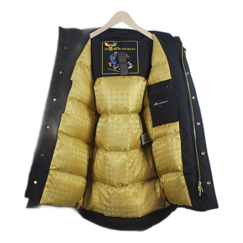 Moose Knuckles Stag Lake Parka – Gold Hardware, Coyote Fur, Black